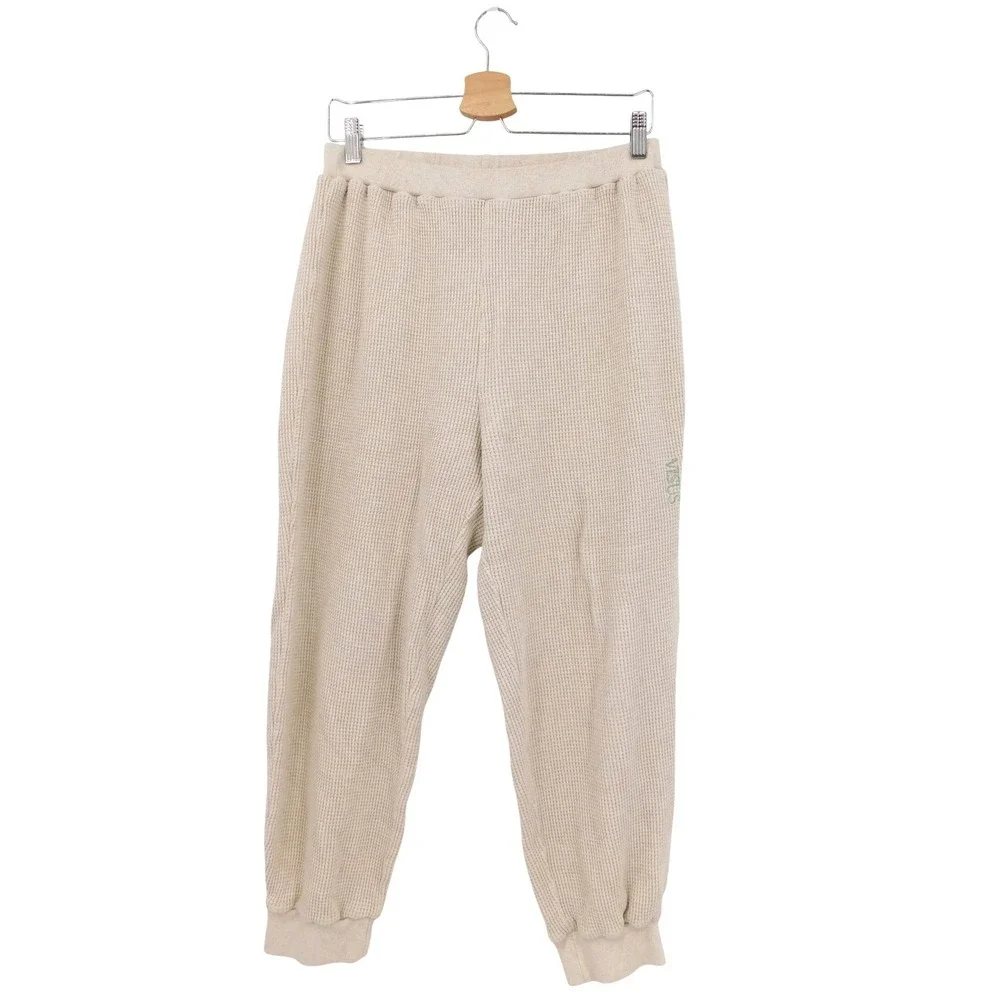 Visus Genderless Waffle Knit Joggers Oatmeal Beige Thermal‎ Sweatpants XS/S